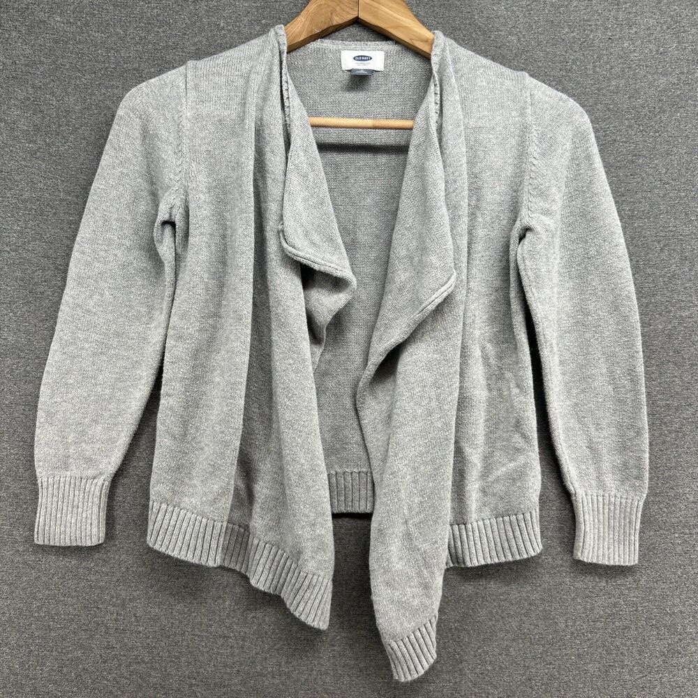 Old Navy Girls Size 8 Gray 100% Cotton Open Front Knit Fall Cardigan Sweater